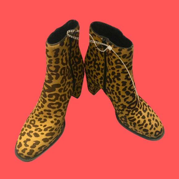 Steve Madden Jazie Cow Hair Animal Print Ladies Booties Size 8M - Picture 2 of 5
